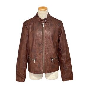 Bernardo Chocolate Faux Leather Jacket Women’s Size Large